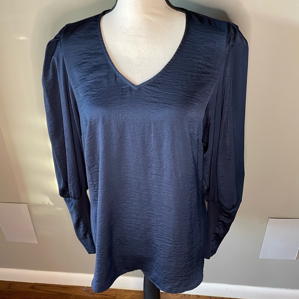 CAbi Deep Blue V-Neck Blouse